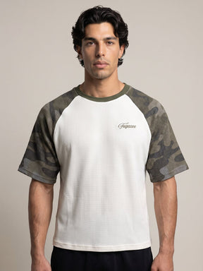 White And Camo Raglan Short Sleeve Tshirt T-Shirts Fugazee 