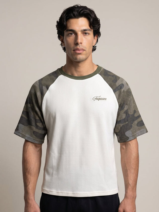 White And Camo Raglan Short Sleeve Tshirt T-Shirts Fugazee 