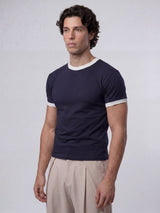Navy Cropped Ringer Tshirt T-Shirts Fugazee 