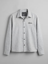 Grey Striped Cropped Full Sleeves Shirt Shirts Fugazee 
