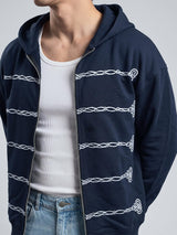 Navy Embroidered Oversized Hoodie Sweatshirts Fugazee 