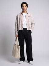 Rainbow Checkered Seersucker Cropped Shirt Shirts Fugazee 