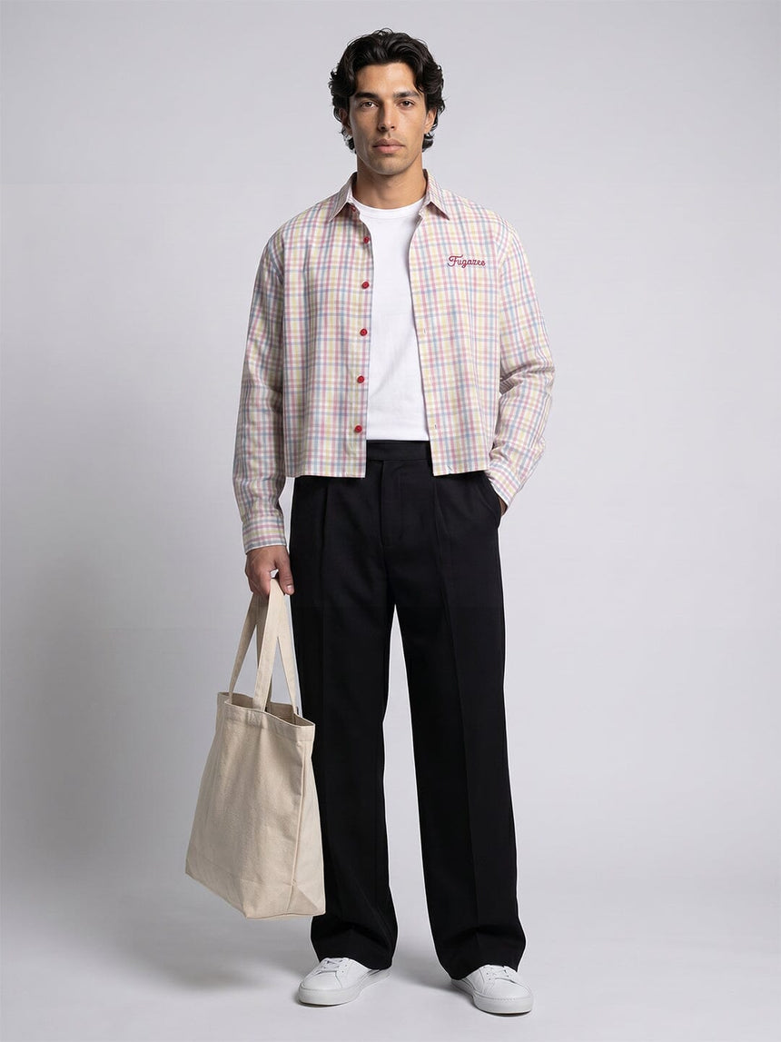 Rainbow Checkered Seersucker Cropped Shirt Shirts Fugazee 