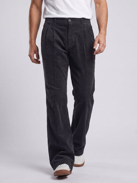 Black Corduroy High Waisted Flared Trousers Trousers Fugazee 