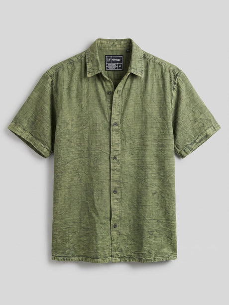 Green Dyed Acid Wash Linen Shirt Shirts Fugazee 