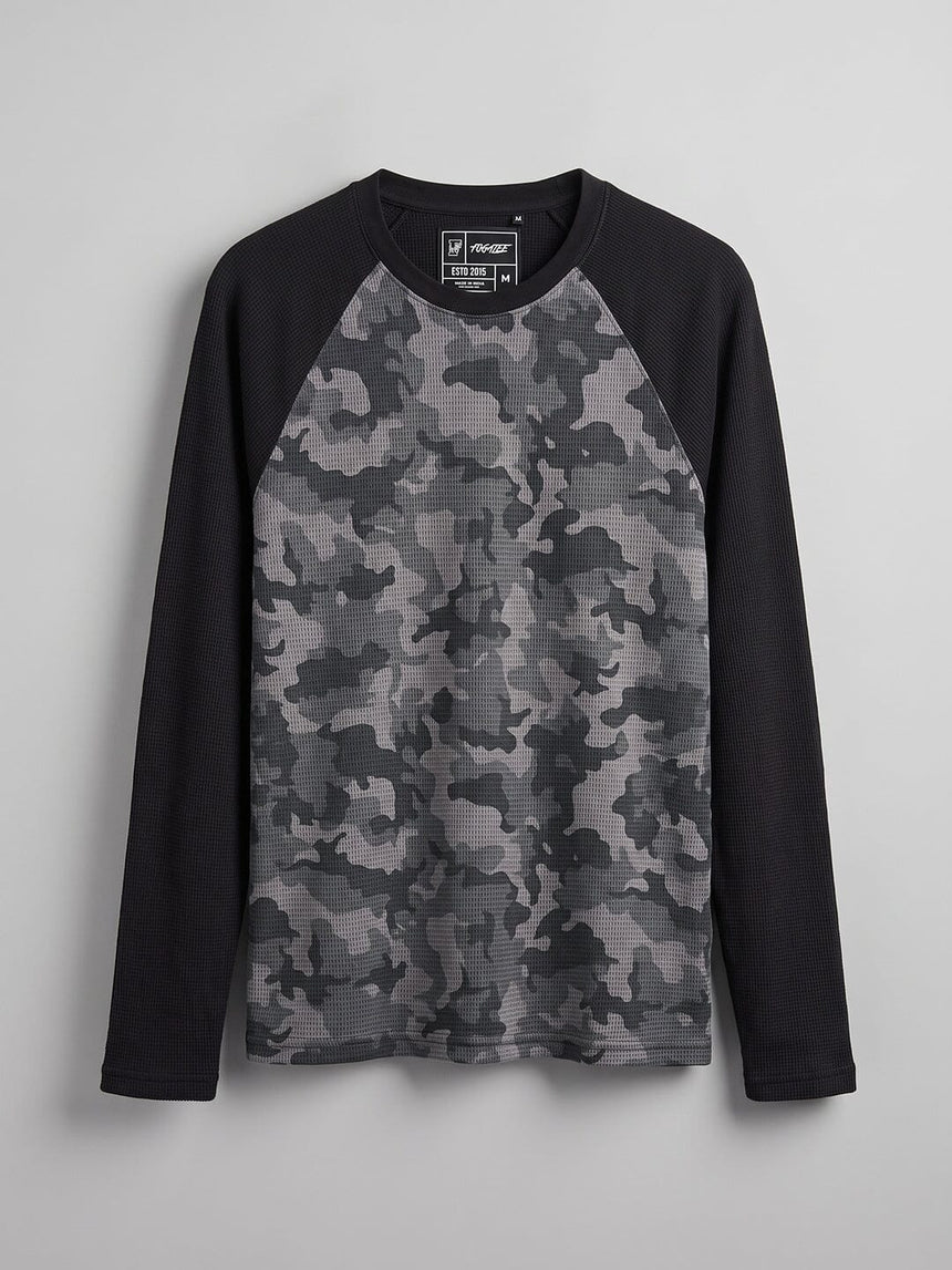 Grey Camo Raglan Waffle Longsleeves Tshirt T-Shirts Fugazee 