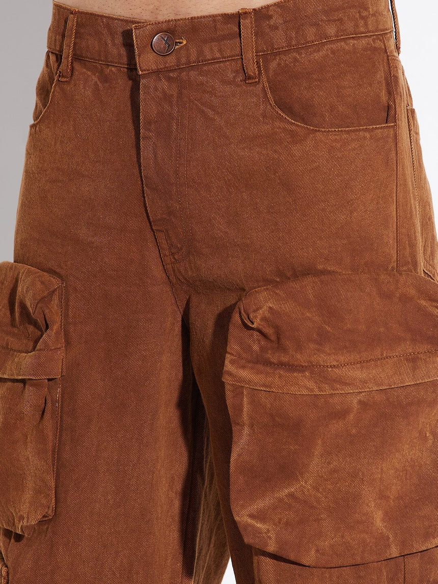 Brown Washed Denim Jacket and Pants Clothing Set Clothing Set Fugazee 
