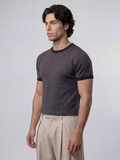 Charcoal Cropped Ringer Tshirt T-Shirts Fugazee 