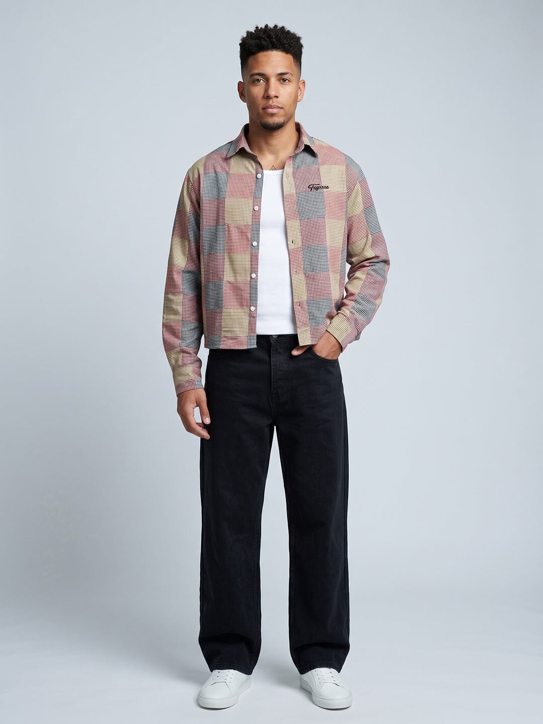 Navy Striped Seersucker Cropped Shirt | Buy Men Shirts | Fugazee