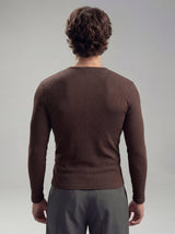 Coffee Ribbed Henley Longsleeves Tshirt T-Shirts Fugazee 
