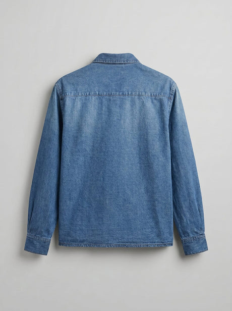 Denim Chinese Frog Buttoned Cropped Denim Shirt Shirts Fugazee 