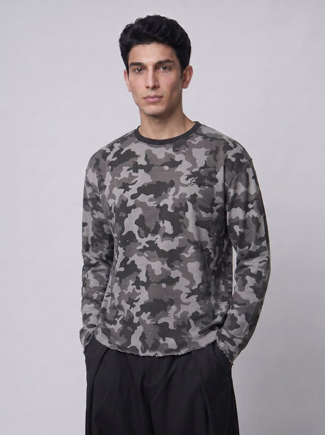 Grey Camo Waffle Longsleeve Tshirt T-Shirts Fugazee 