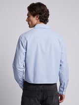 Heather Blue Pinstriped Cropped Shirt Shirts Fugazee 