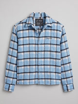Sky Checkered Brushed Waffle Cropped Shirt Shirts Fugazee 