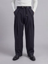 Midnight Grey Pleated Korean Trousers Trousers Fugazee 
