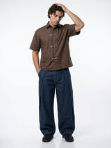 Dark Washed Pleated Denim Jeans Fugazee 