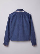 Nautical Blue Corduroy Double Collared Cropped Shirt Shirts Fugazee 