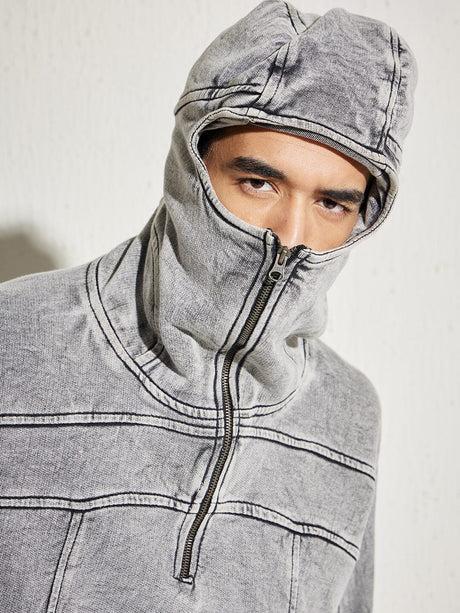 Acid Washed Baggy Smugglers Hooded Sweatshirt Sweatshirts Fugazee 