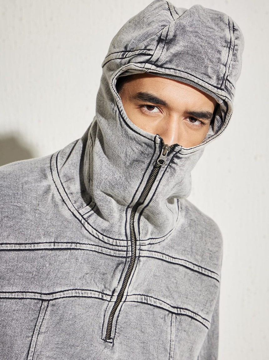 Acid Washed Baggy Smugglers Hooded Sweatshirt Sweatshirts Fugazee 