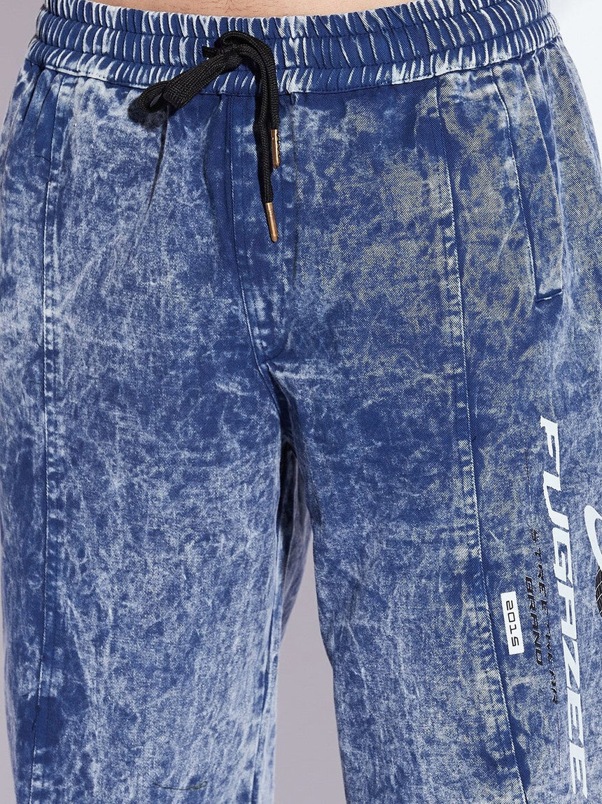 Blue Acid Wash Tshirt and Trackpants Clothing Set
