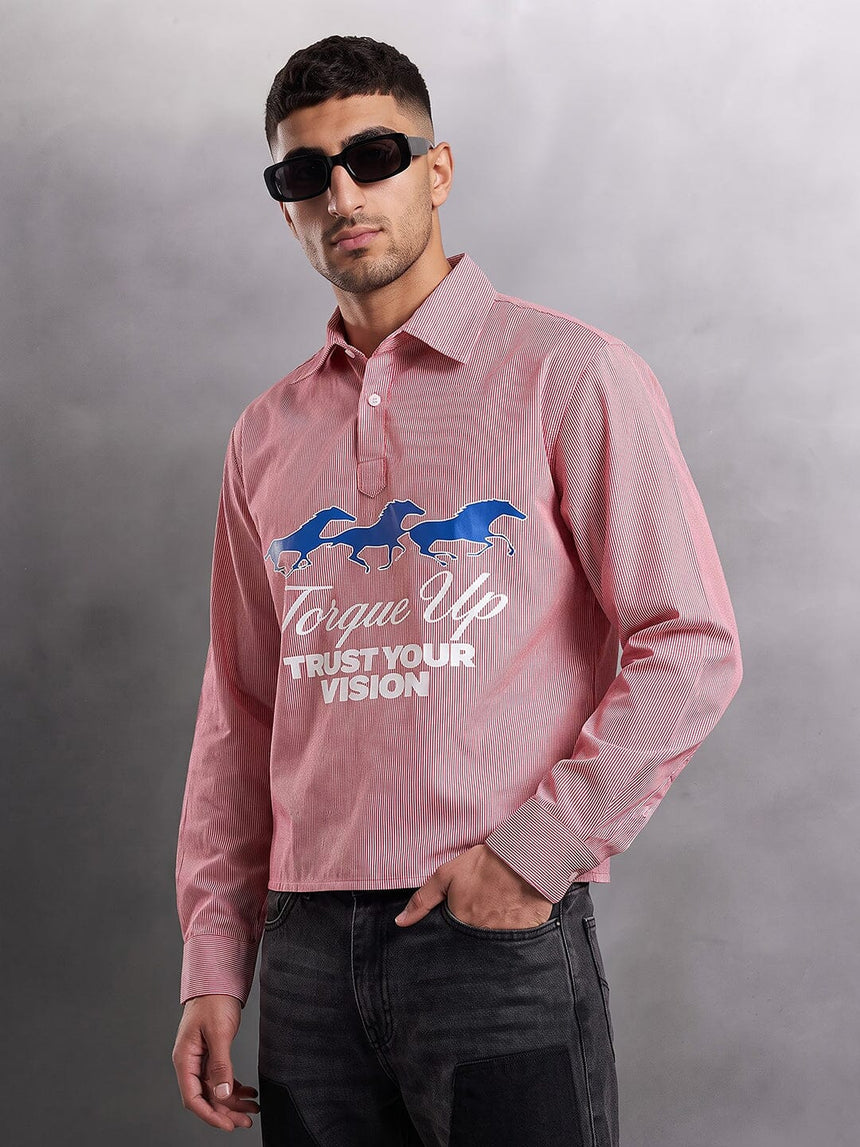 Amber Striped Quarter Cropped Shirt Shirts Fugazee 