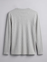Grey Melange Notch Neck Ribbed Longsleeve Tshirt T-Shirts Fugazee 