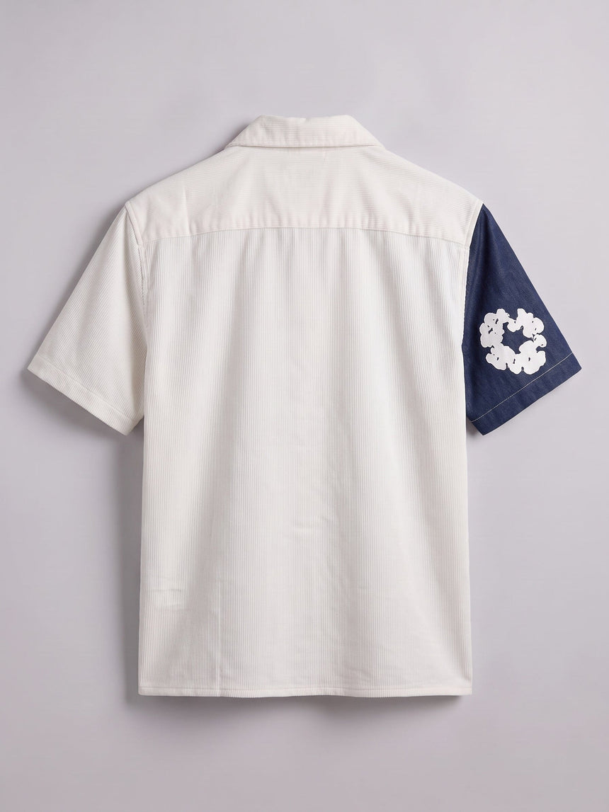 Floral Split Corduroy Denim Shirt Shirts Fugazee 