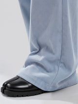 Sky Corduroy Pleated Flared Trousers Trousers Fugazee 