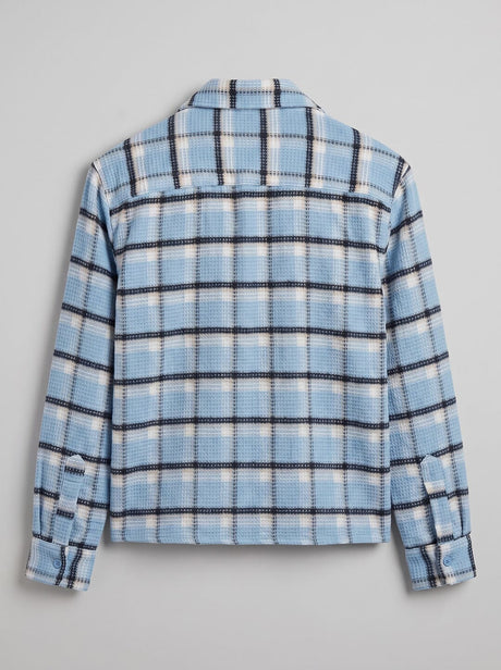 Sky Checkered Brushed Waffle Cropped Shirt Shirts Fugazee 