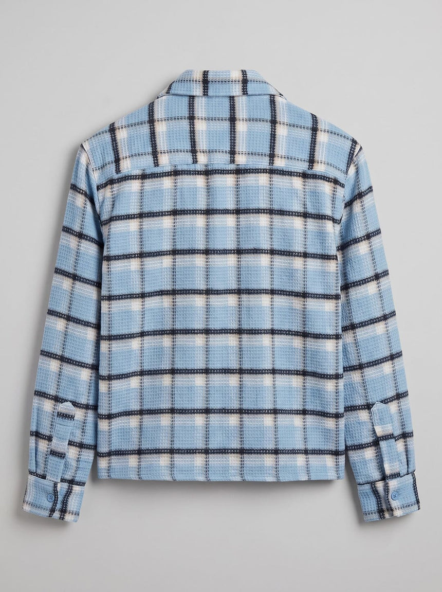 Sky Checkered Brushed Waffle Cropped Shirt Shirts Fugazee 