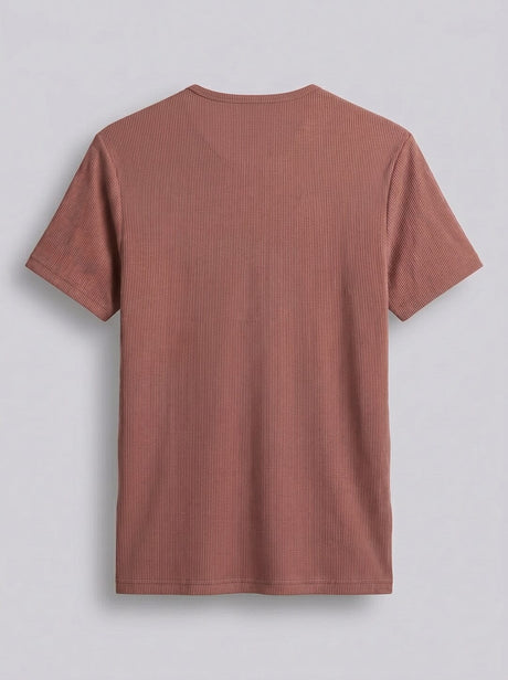 Muted Plum Ribbed Short Sleeves Henley Tshirt T-Shirts Fugazee 