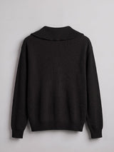 Black Heavy Knit Polo Sweater Sweaters Fugazee 