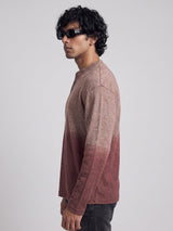 Brown Melange Ombré Relaxed Henley Tshirt T-Shirts Fugazee 