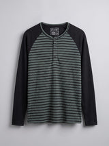 Green Striped Raglan Ribbed Tshirt T-Shirts Fugazee 