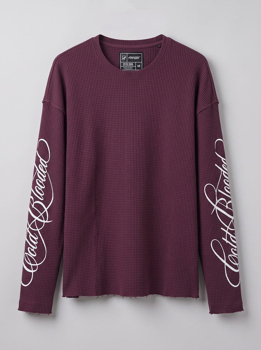 Maroon Cold Blooded Cropped Waffle Tshirt T-Shirts Fugazee 
