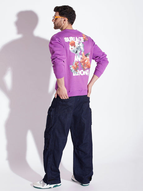 Purple Gold Fish Oversized Sweatshirt Sweatshirts Fugazee 