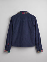 Navy Corduroy Double Collared Cropped Shirt Shirts Fugazee 