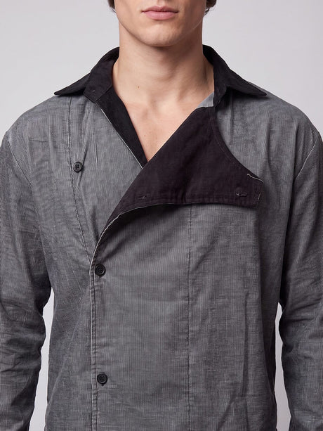 Charcoal Corduroy Dapper Cropped Shirt Shirts Fugazee 