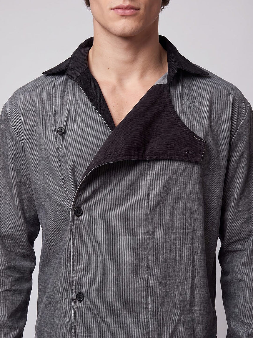 Charcoal Corduroy Dapper Cropped Shirt Shirts Fugazee 