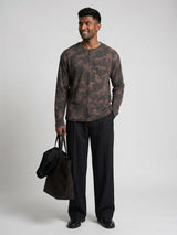 Brown Camo Waffle Relaxed Fit Henley Tshirt T-Shirts Fugazee 