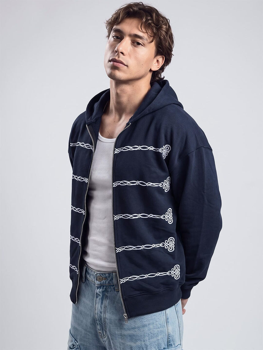 Navy Embroidered Oversized Hoodie Sweatshirts Fugazee 