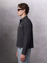 Black Striped Cropped Full Sleeves Shirt Shirts Fugazee 