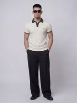 Ecru Old Money Knitted Polo Tshirt T-Shirts Fugazee 