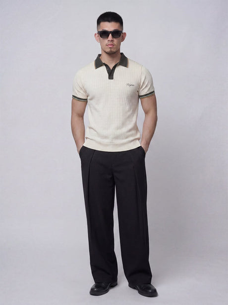 Ecru Old Money Knitted Polo Tshirt T-Shirts Fugazee 