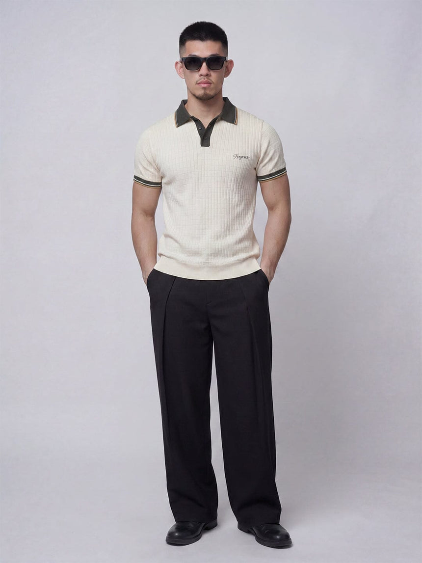 Ecru Old Money Knitted Polo Tshirt T-Shirts Fugazee 