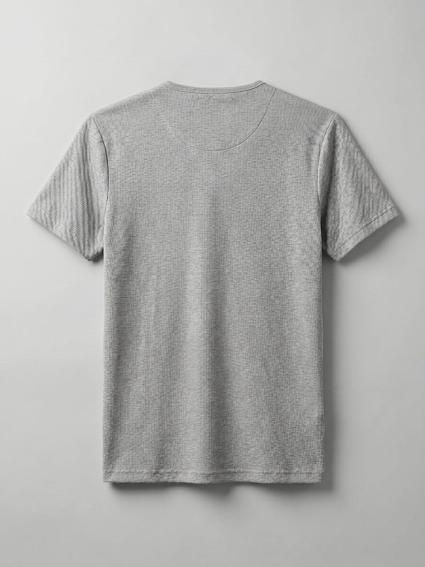 Light Grey Henley Short Sleeve Tshirt T-Shirts Fugazee 