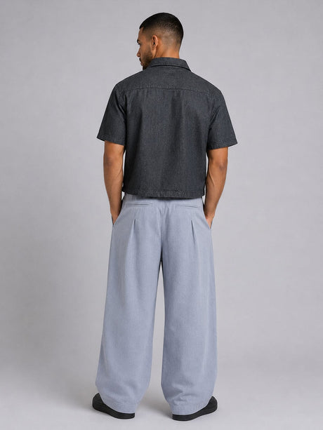 Black Fireman Clasp Boxy Denim Shirt Shirts Fugazee 