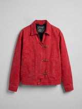 Red Washed Denim Fireman Clasp Jacket Jackets Fugazee 