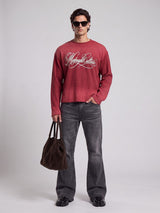 Amber Washed Graphic Waffle Longsleeve Tshirt T-Shirts Fugazee 