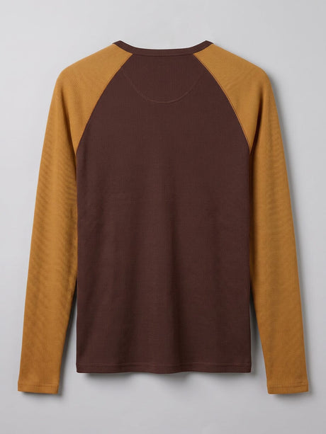 Brown & Tan Raglan Ribbed Henley Tshirt T-Shirts Fugazee 